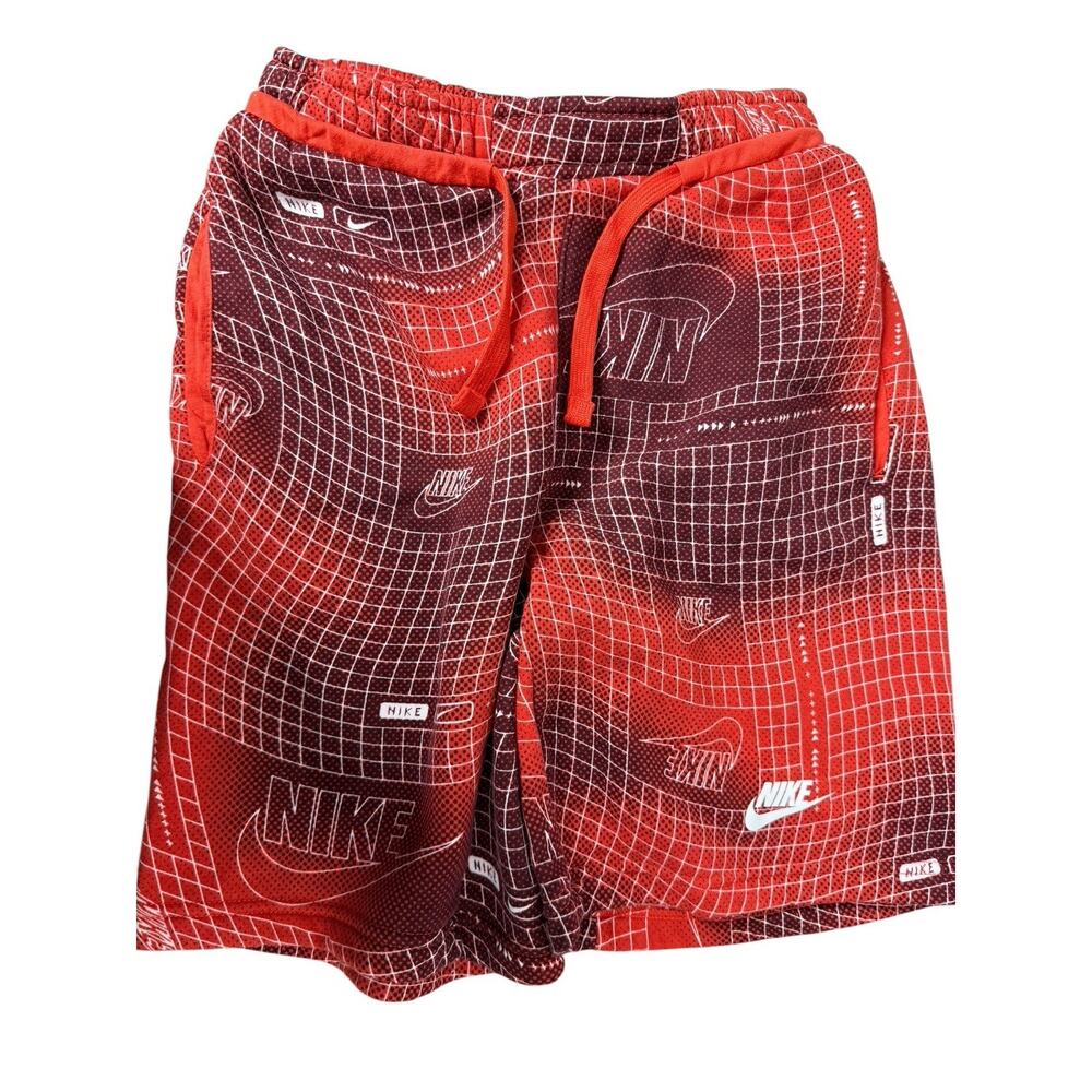 Nike Sportswear Boy (Kids) Picante Red AOP Club Fleece Shorts (DX5121-633) L‎ 12